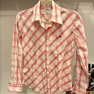 Lilly Pulitzer Pink and White Plaid Button Down Shirt